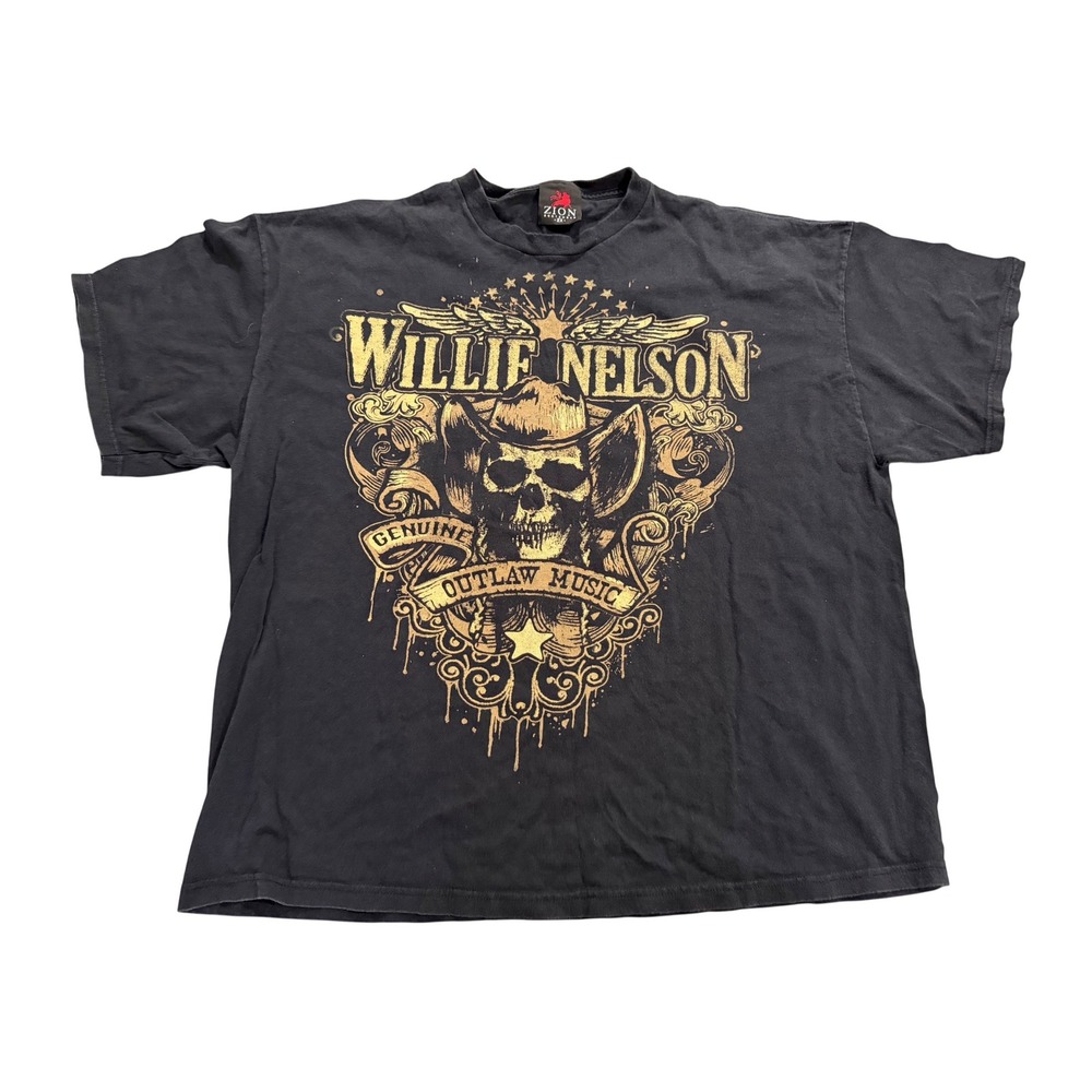 Zion Willie‎ Nelson Graphic T-Shirt Mens XL Black Gold Outlaw Music
